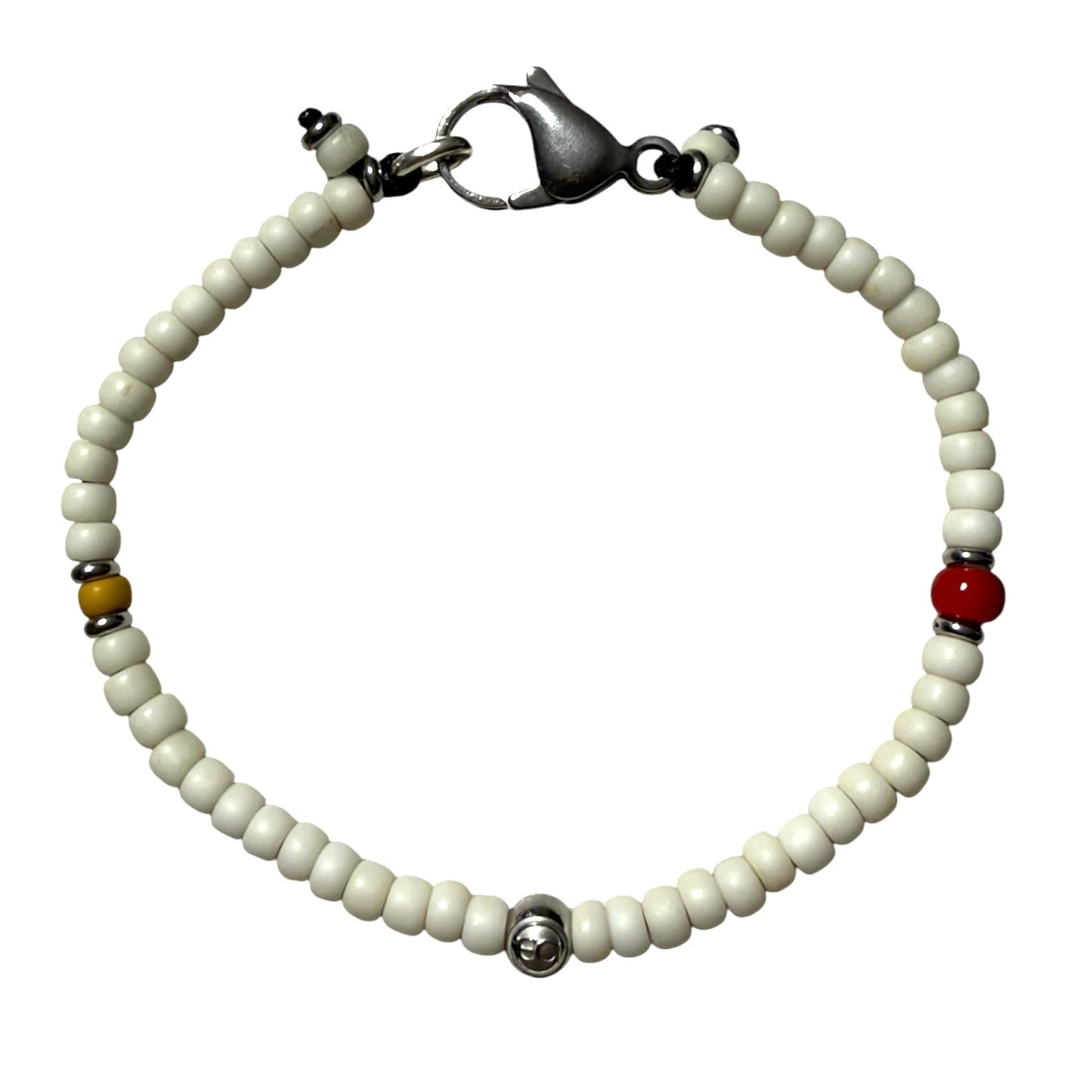 WHITE BRACELET STAINLESS STEEL 8”