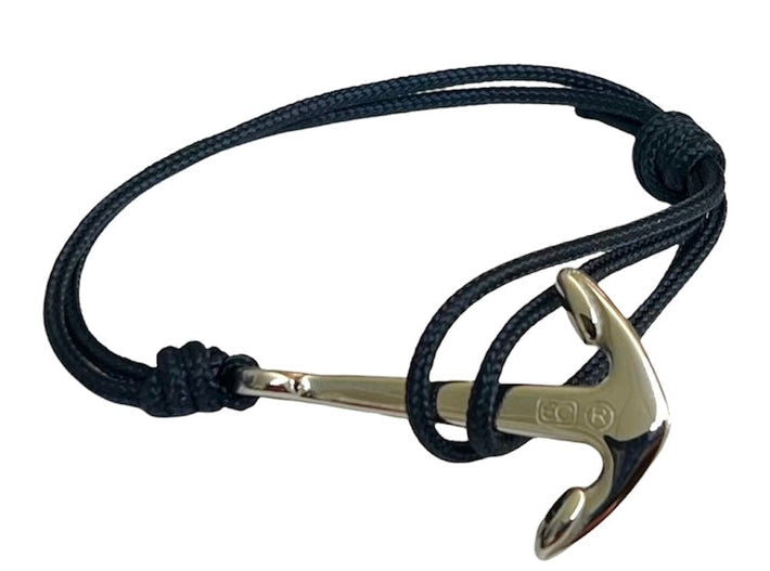 Unisex Black Anchor Bracelet (Black)